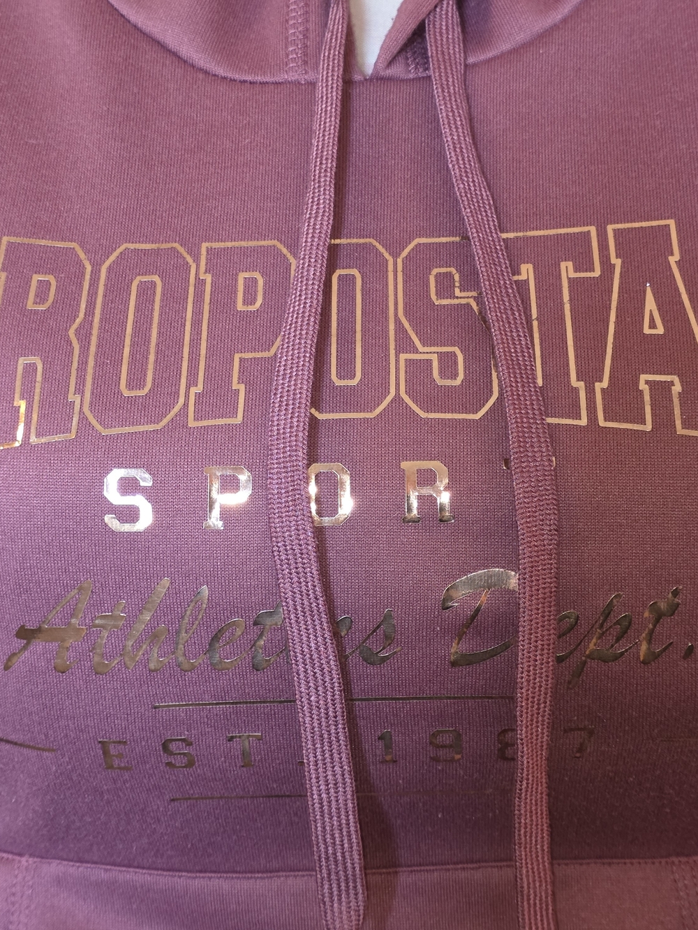 Aeropostale Women's Maroon Hoodie with Metallic Logo
